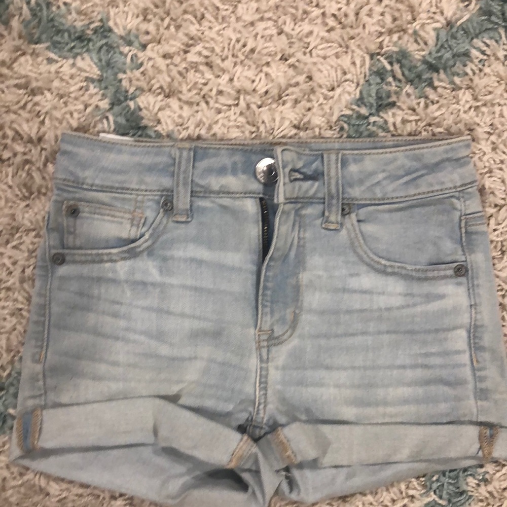 Light wash jean shorts